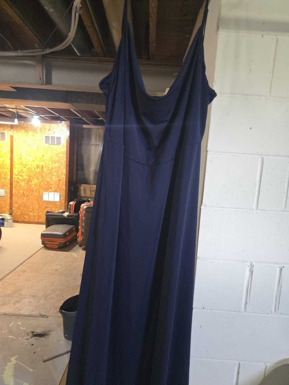 Navy Blue Women's Cowl Neck Maxi Dress